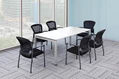 White Rectangular Conference Table with Chairs
